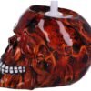 Magicun N.Giftware~Flame Pattern Skull Toilet Brush Holder 16.4cm, Polyresin, Orange