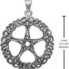 Sterling Silver Rose Pentacle Pentagram Pendant