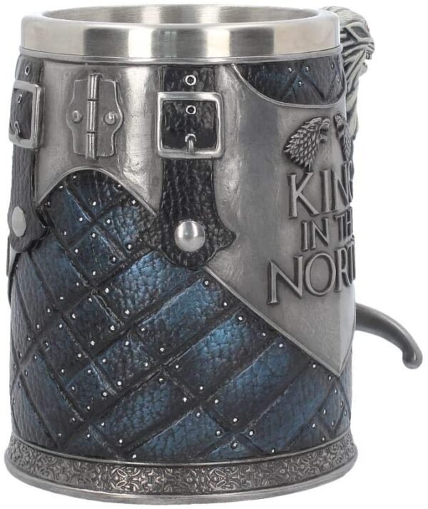 Magicun N.Giftware~B4158M8 King in The North Tankard Game of Thrones Mug 14cm Blue, Resin w/Stainless Steel Insert
