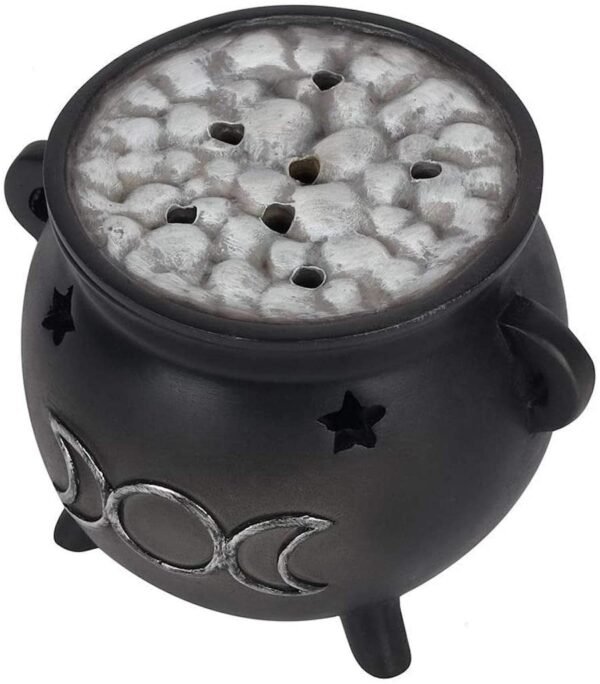 Green Tree Triple Moon Cauldron Incense Holder