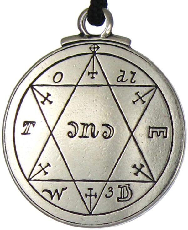 Soloman Pentant~Pewter Talisman for Good Health Seal of Solomon Pentacle Pendant - 1.25 Inch Diameter