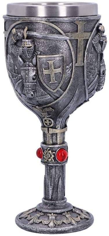 Mythology Collection~ First Knight Horse Rider Goblet Glass, Silver, 18cm