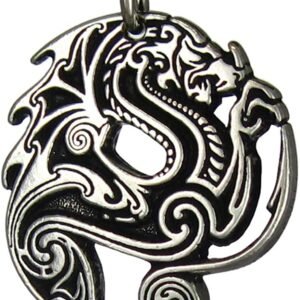Soloman Pentant~Pewter Gothic Beowulf Dragon Pendant Necklace