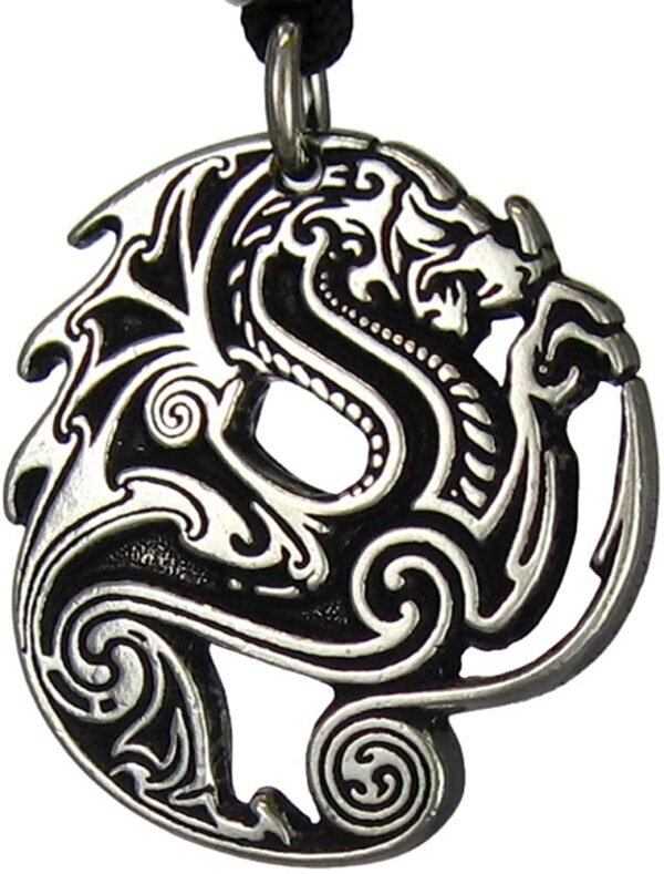 Soloman Pentant~Pewter Gothic Beowulf Dragon Pendant Necklace