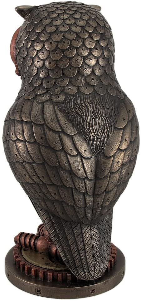 Magicun  Collection~Resin Mantel Clocks Bronze/Copper Finish Steampunk Owl Mantel Clock 5 X 10.5 X 5 Inches Copper