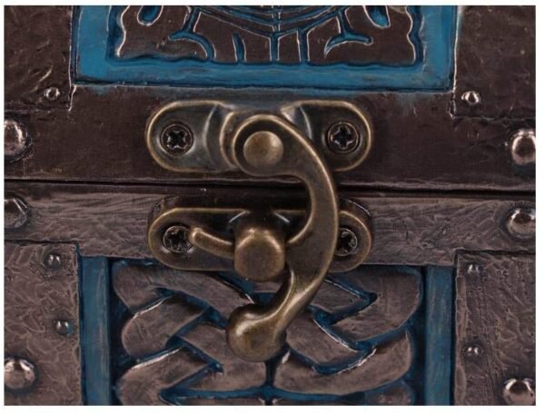 Mythology Collection~ Bronze and Blue Valhalla's Vault Viking Chest Box, 15cm