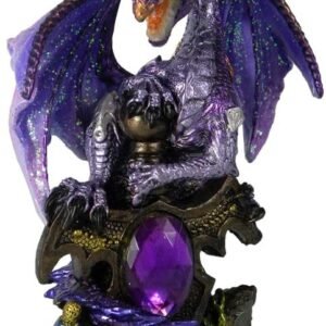 Magicun N.Giftware~Purple Dragon Guarding Jewel Fantsy Figurine 13 cm by
