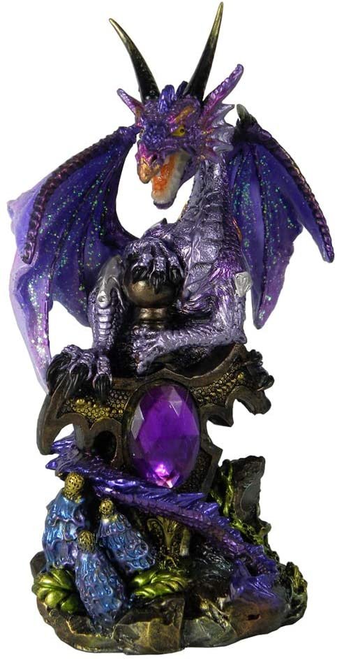 Magicun N.Giftware~Purple Dragon Guarding Jewel Fantsy Figurine 13 cm by