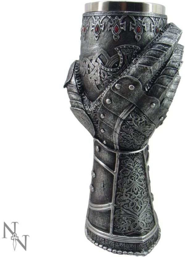 Magicun N.Giftware~Gauntlet Goblet 23cm Grey, Resin w/Stainless Steel Insert