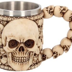 Dark Collection~Tankard Of Skulls Mug 14cm Ivory