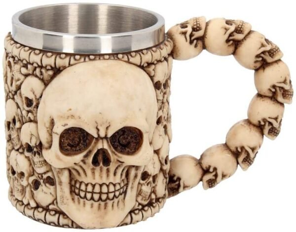 Dark Collection~Tankard Of Skulls Mug 14cm Ivory