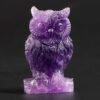 Magic  Collection~Artistone 2.0" Amethyst Owl, Hand Carved Gemstone Fine Art Sculpture, Reiki Healing Stone Statue，Attract All The Aura Around