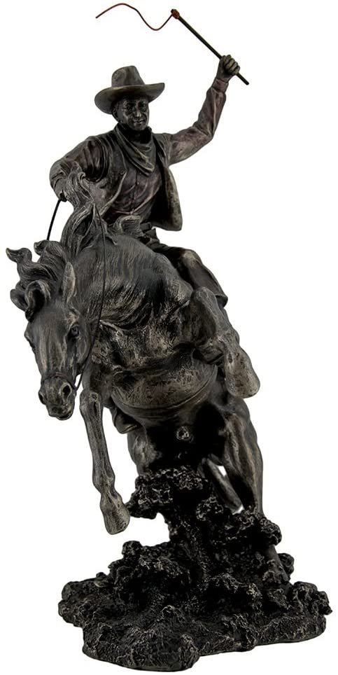 Magic  Collection~Bronzed Rodeo Cowboy and Bucking Bronco Statue 13 Inches Tall