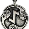 Soloman Pentant~Pewter Eihwaz Eihaz Rune of Defense Pendant Necklace