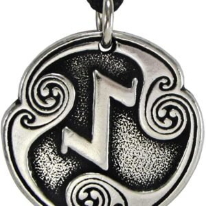 Soloman Pentant~Pewter Eihwaz Eihaz Rune of Defense Pendant Necklace