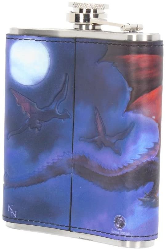Artist Collections~ Fire in the Sky James Ryman Hip Flask 13cm Blue