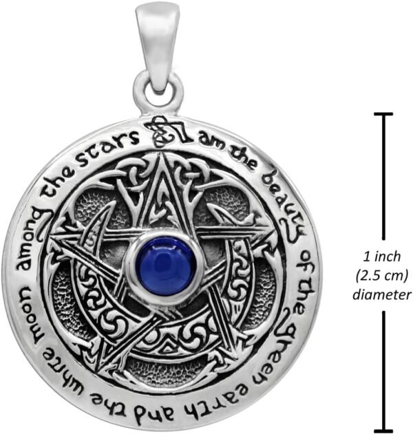 Sterling Silver Blue Sapphire Moon Goddess Pentacle Pendant