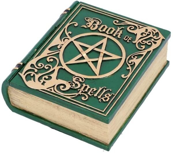Wiccan Collection~Book of Spells Green 15.5cm, Resin, One Size