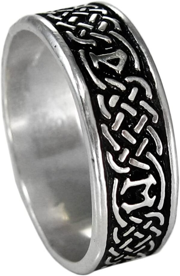 Soloman Pentant~Sterling Silver Celtic Knot Norse Rune Love Ring (Size 4-13)