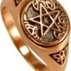 Copper Pagan Tree Pentacle Pentagram Ring (Size 5-12)