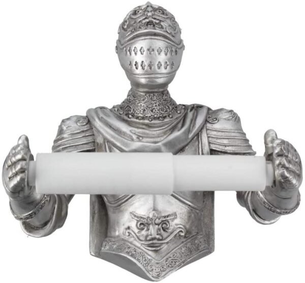 Mythology Collection~ Brave Knight Toilet Roll Holder 24cm Silver