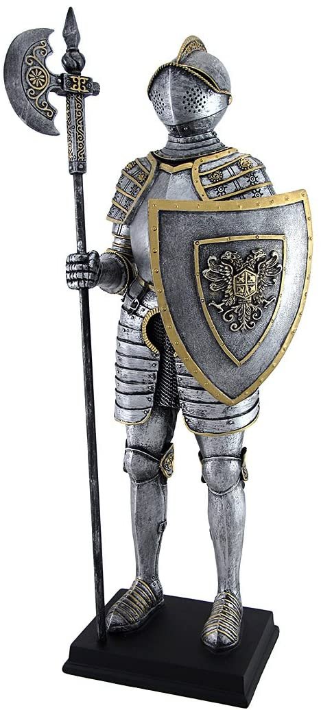 Magic  Collection~Medieval Armor Knight with Poleaxe and Shield Statue
