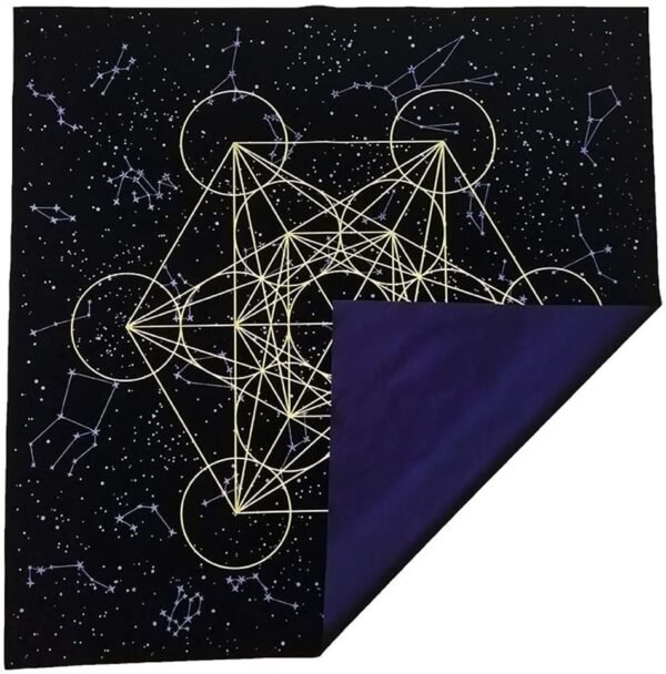 Altar Tarot Card Cloth Tablecloth Metatrone Cub Crystal Grid Divination Altar Board Game Velvet Cloth Astrology Tarot Card Mat(Purple)