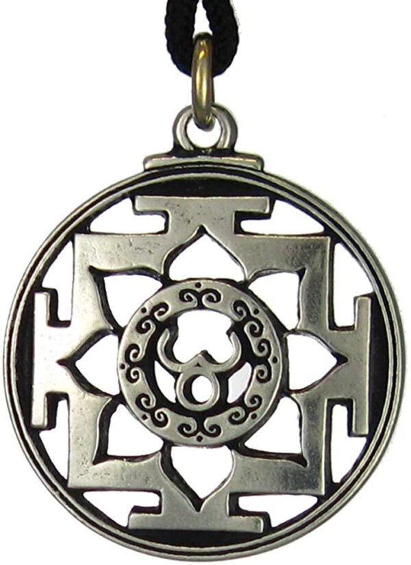 Soloman Pentant~Pewter Sri Trisula Yantra Hindu Goddess Pendant