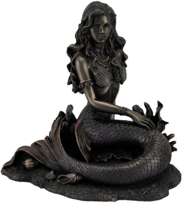 Magic  Collection~Enchanted Song Bronze Finish Mermaid Sitting On Ocean Floor Statue