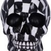 Dark Collection~Black and White Chequered Skull Toilet Brush Holder 16cm, Polyresin, One Size