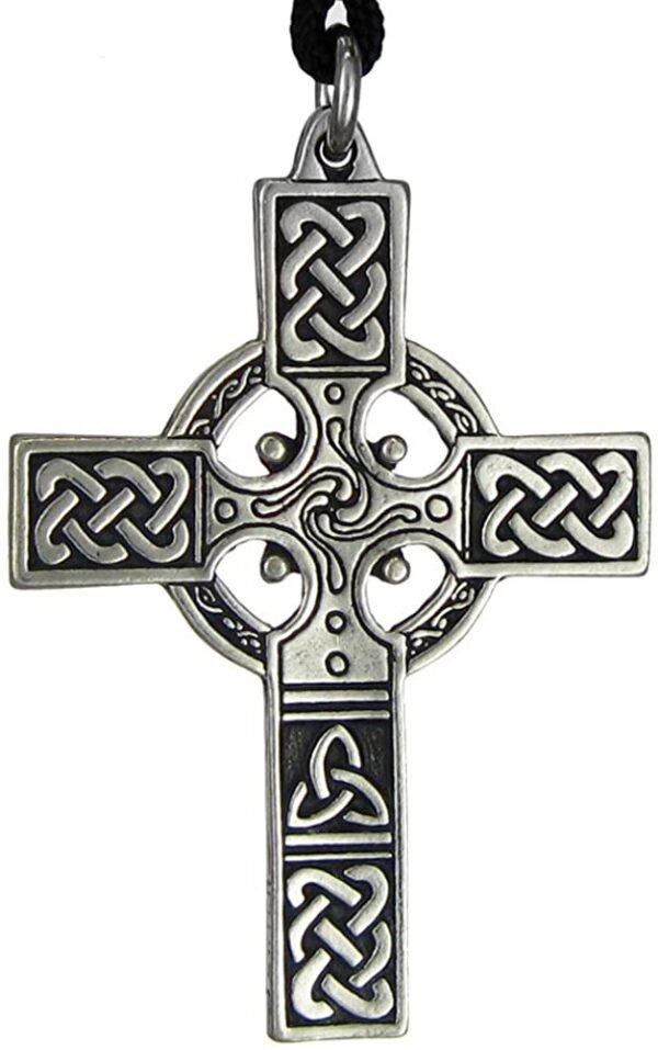 Soloman Pentant~Pewter Small Celtic Knotwork Irish Cross Pendant - 1.75 Inches Long
