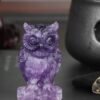Magic  Collection~Artistone 2.0" Amethyst Owl, Hand Carved Gemstone Fine Art Sculpture, Reiki Healing Stone Statue，Attract All The Aura Around