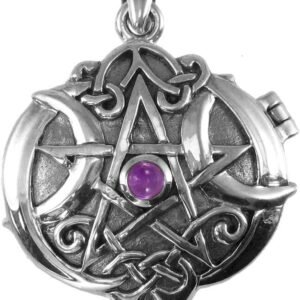 61J5tCzauiL._AC_SL1000 Sterling Silver Celtic Knot Heart Pentacle Locket with Natural Amethyst Jewelry
