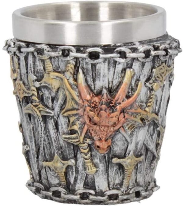 Fantasy Collection~ Dragon Kingdom Set of 4, Shot Glasses 6.5cm Silver, Resin w/Stainless Steel Insert