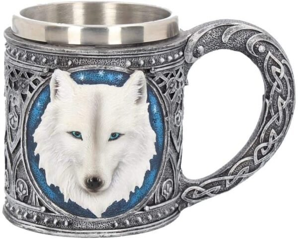Animal Collection~ Ghost Wolf Tankard Mug 17.5cm Silver