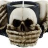 Dark Collection~Three Wise Skulls Tealight Holder 13cm Ivory