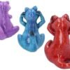 Animal Collection~ See No, Hear No, Speak No Evil Tyrannosaurus Rex Figurines, Polyresin, Red, Blue and Purple, 13cm