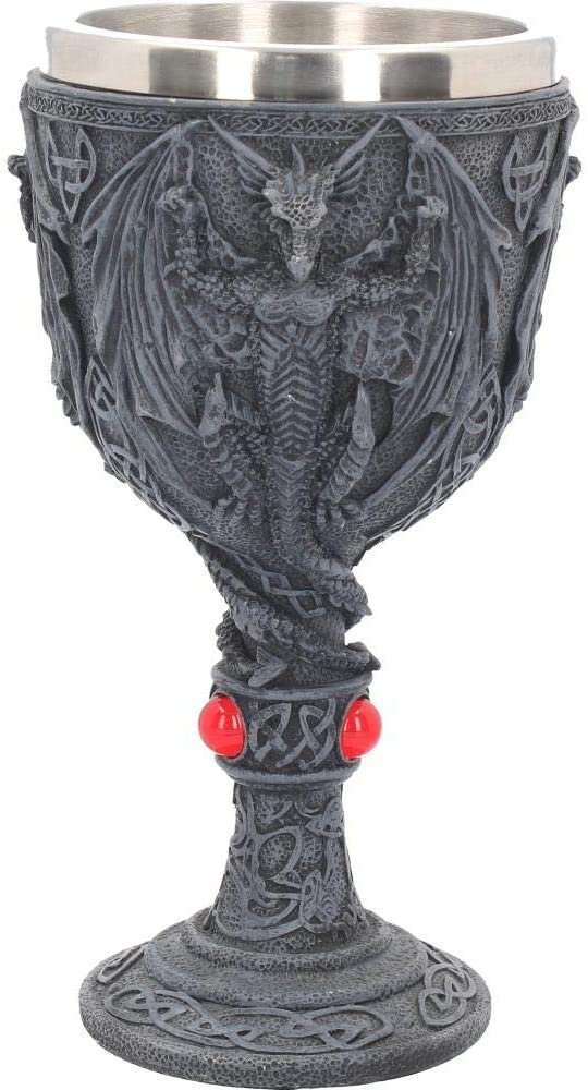 Nemesis Now U2888H7 Dragon's Blood Goblet 19cm, Resin w/stainless steel insert, Black, One Size