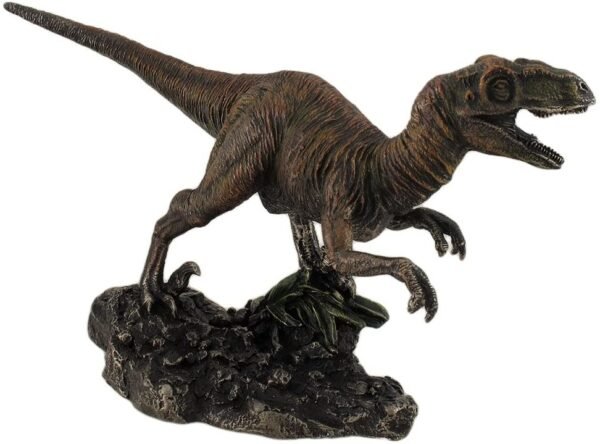 Magicun  Collection~Highly Detailed Velociraptor Dinosaur Bronzed Statue Hand Painted Raptor
