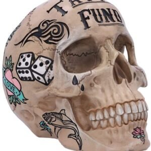 Dark Collection~Natural Bone Coloured Traditional, Tribal Tattoo Fund Skull, Polyresin, One Size
