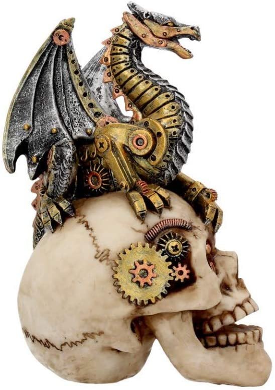 Steampunk Collection~Dragon's Grasp Figurine 22.5cm White, Resin, One Size