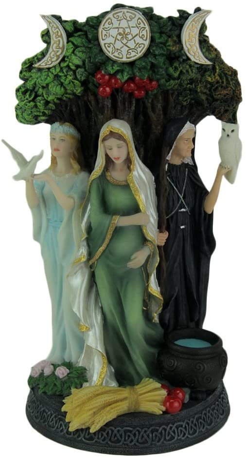 Magic  Collection~Resin Statues Danu Irish Triple Goddess of The Tuatha De Danann Statue 6 X 10.5 X 5 Inches