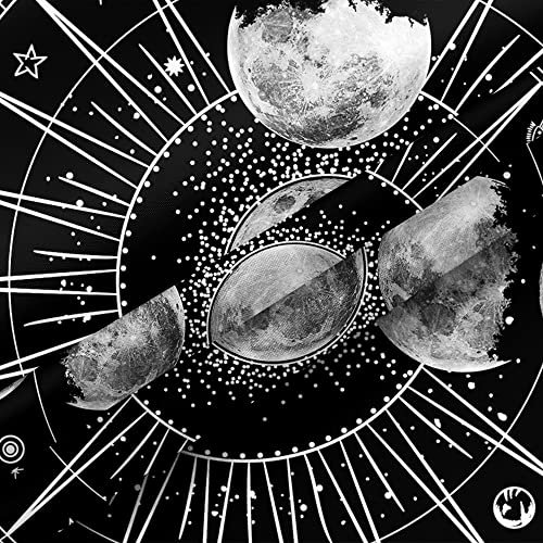 Shower Curtain - Print Polyester Fabric Waterproof Shower Curtain by iLiveX, Machine Washable, Hooks Included, Bathroom Decoration, 72"x72", Black White Sun Moon Stars Mysterious Wizard Tarot