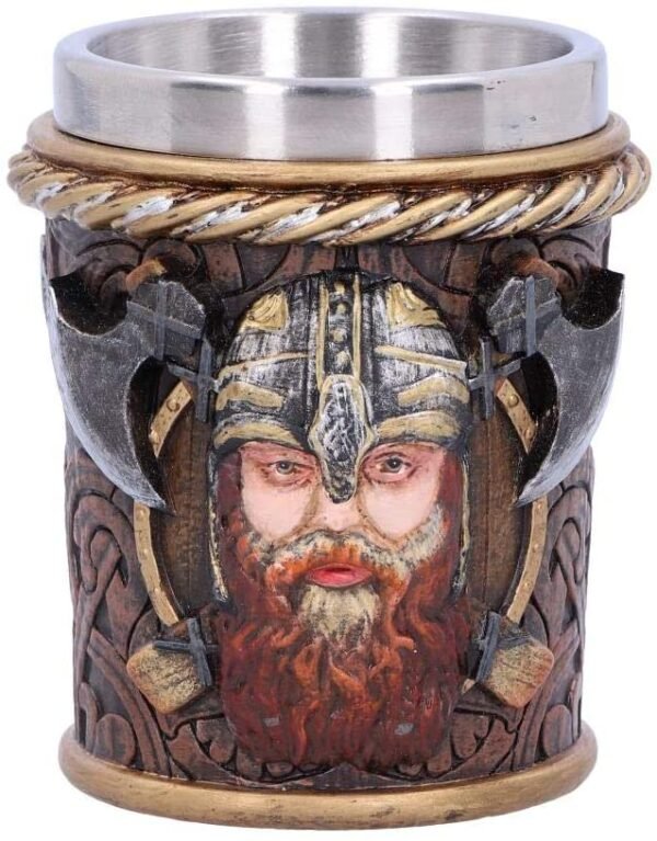 Mythology Collection~ Drakkar Viking Dragon Boat Shot Glass, Resin w/stainless steel insert, Brown, 7cm