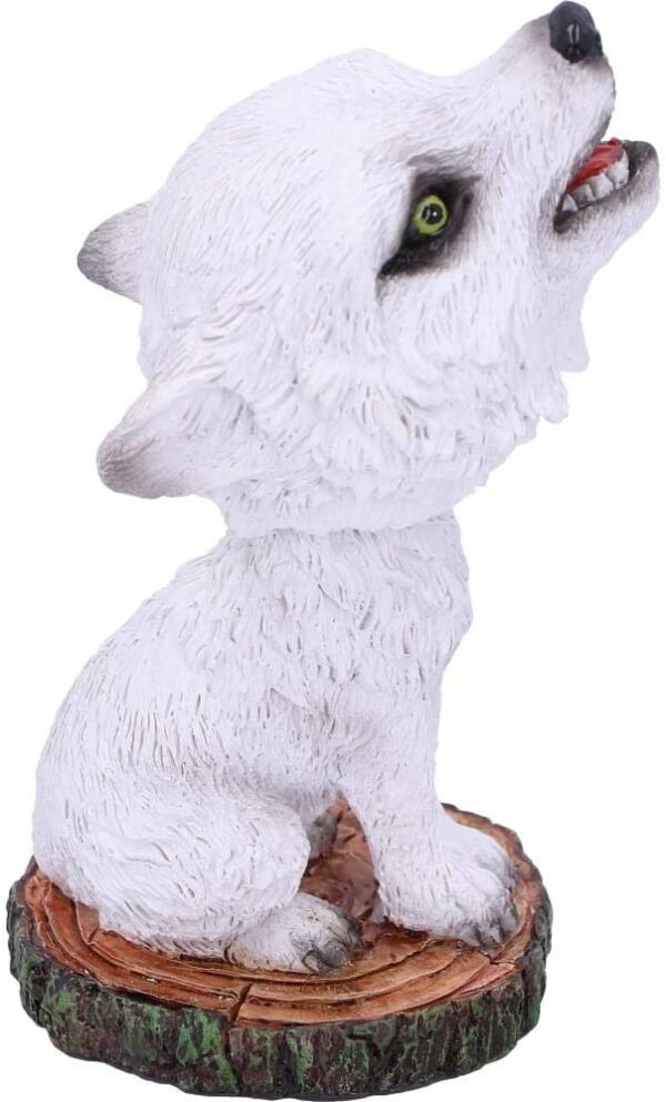 Animal Collection~ U5005R0 Cub White Winter Wolf Bobble Head Figurine, Polyresin, 11cm