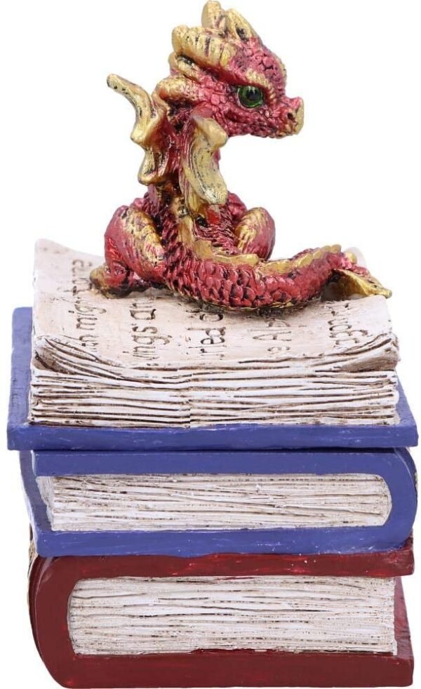Magicun N.Giftware~Red Dragonling Diaries Dragon Book Box, Polyresin, 11.3cm