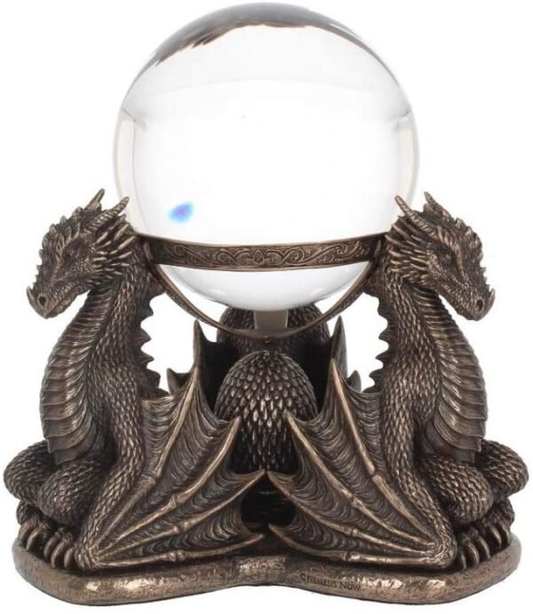 Fantasy Collection~ Dragons Prophecy Crystal Ball Holder 18.5cm Bronze, Resin