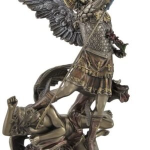 Magic  Collection~Bronze St. Michael Slaying Lucifer Statue with Colored Accents