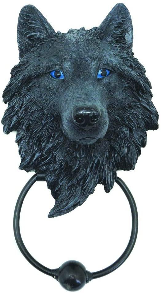 Animal Collection~ Dark Guardian Wolf Door Knocker 13cm Black