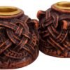 Magicun Altar~Dryad Design Celtic Knotwork Candleholders Pair Wood Finish